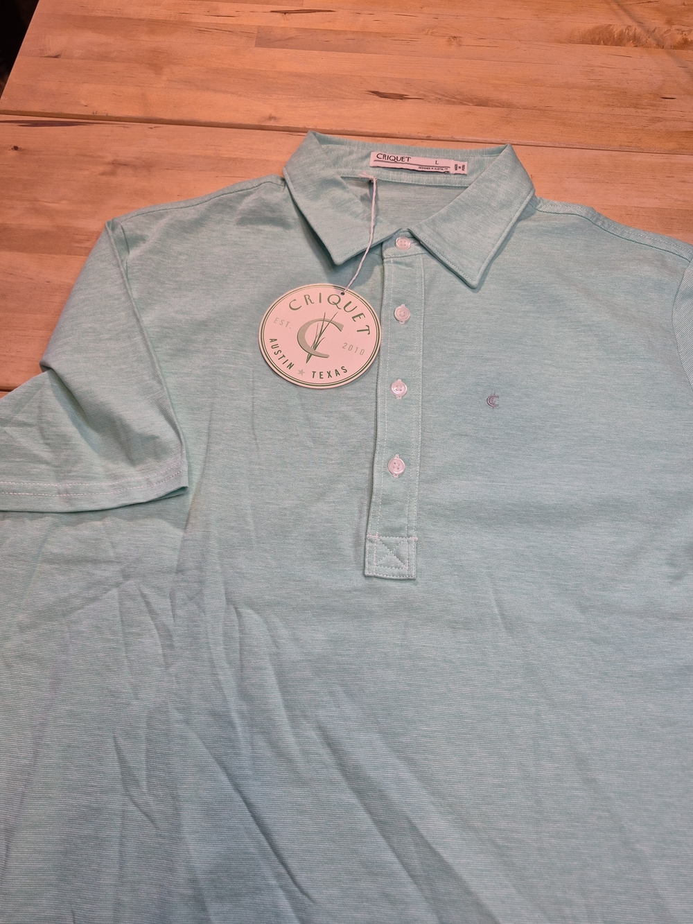 Criquet Men's Lightweight Polo in Aqua Green